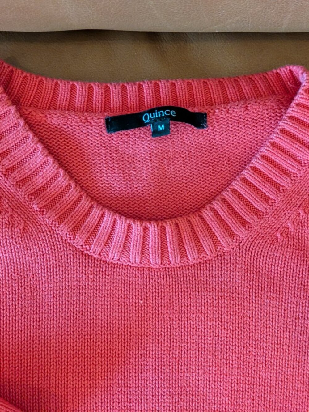 Quince 100% Organic Cotton Crewneck Sweater M Hand Dyed Coral Red - Picture 2 of 7